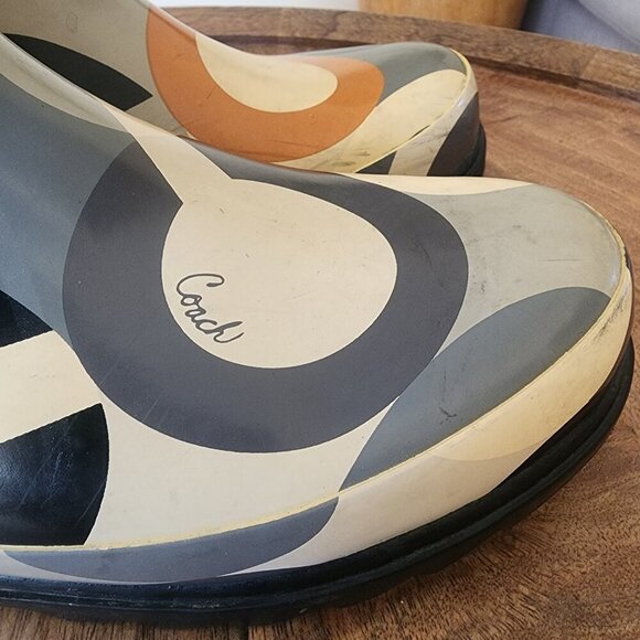 Coach Periwinkle Pull On Tall Rain Boots C Logo Womens Size 11 - Picture 2 of 13